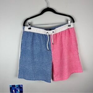 Simply Southern American Patriotic Pink White Blue Swim Beach Trunks Shorts XL